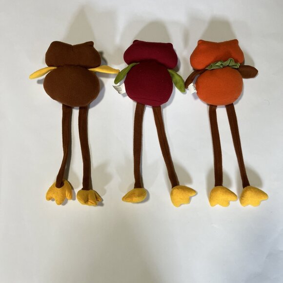 Set Of 3 Felt Pellet Body Owl Shelf Sitters Fall Mantle Decor Long Legs Wings - Picture 2 of 9